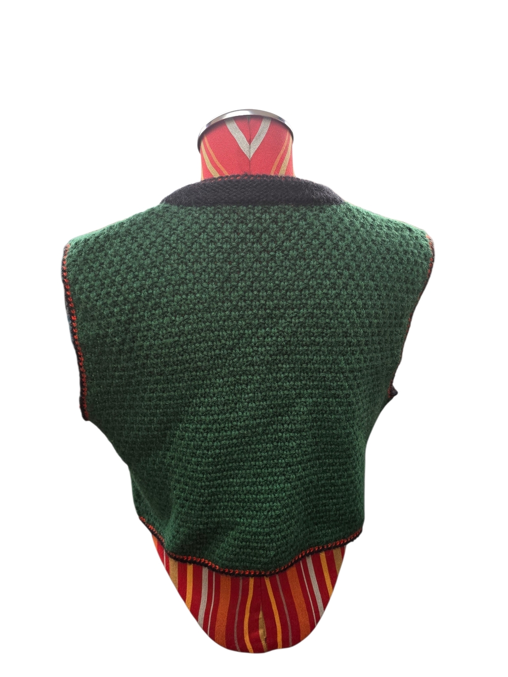 Austrian Trachten Tyrolean Wool Handknit Green Vest Waist Coat - Picture 3 of 12